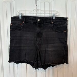 American Eagle Highest Rise Boyfriend Black Denim Shorts Size‎ 18